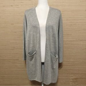 DONNI Anthropologie Gray Striped Open Front Ribbed Long Cardigan One Size